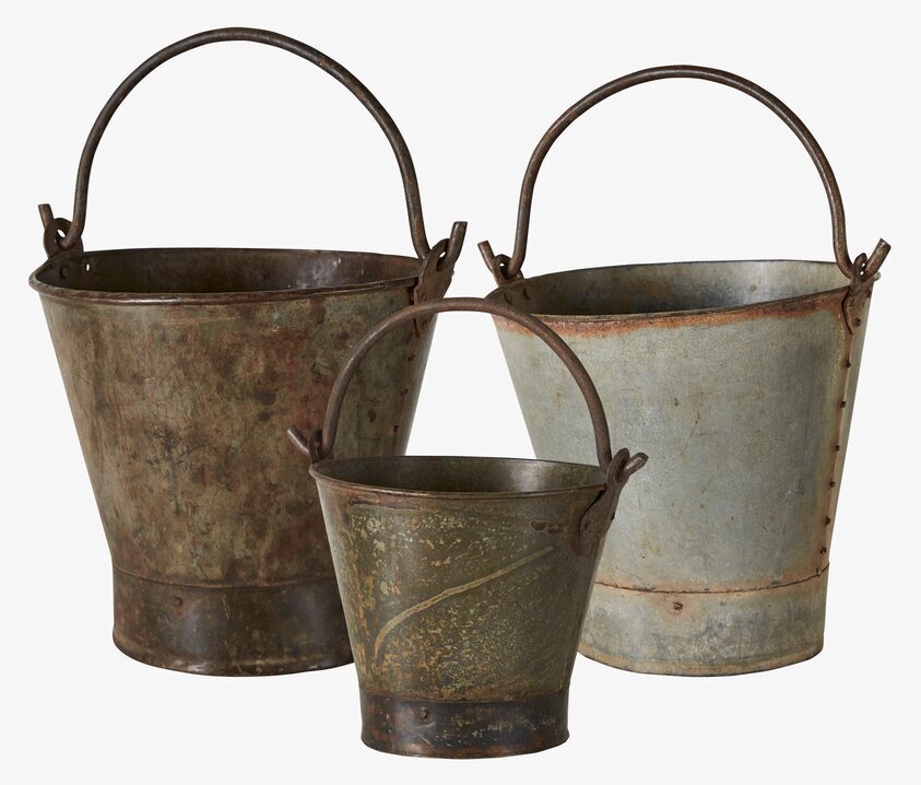 Vintage Hink Set/3 Yelda från Wikholm Form i rustik stil