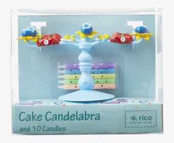 Tårtkandelaber Blå från Rice med ljus och lekfulla dekorationer