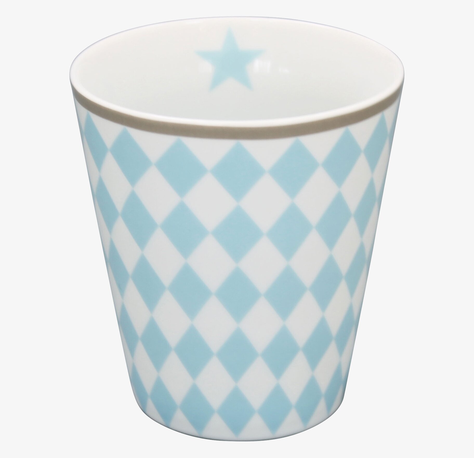 Happy Mugs - Harlekin Blue från Krasilnikoff med rutmönster