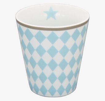 Happy Mugs - Harlekin Blue från Krasilnikoff med rutmönster
