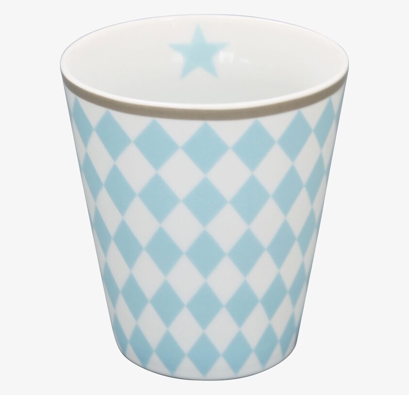 Happy Mugs - Harlekin Blue från Krasilnikoff med rutmönster
