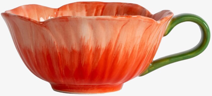 Kopp Poppy Röd från By ON med röd kropp och grönt handtag
