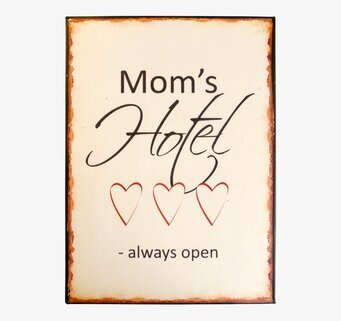 Plåtskylt Mom’s Hotel från IB Laursen med vintage design