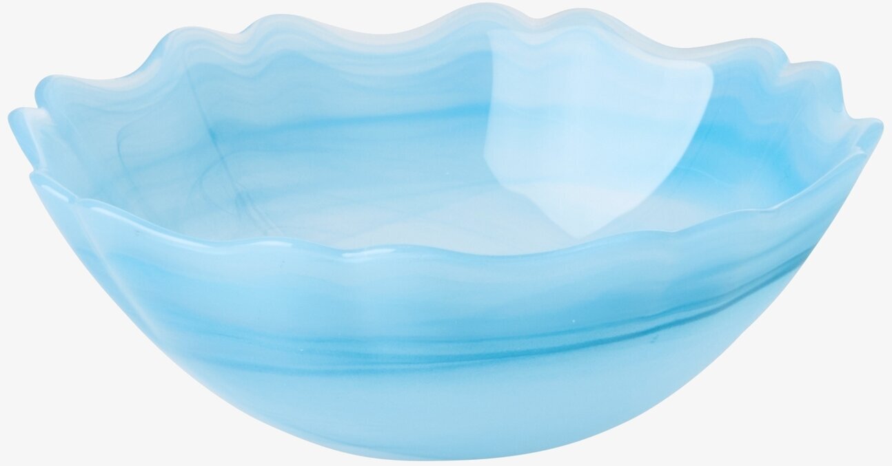 Glasskål Alabaster Himmelsblå från Rice med vågformad kant