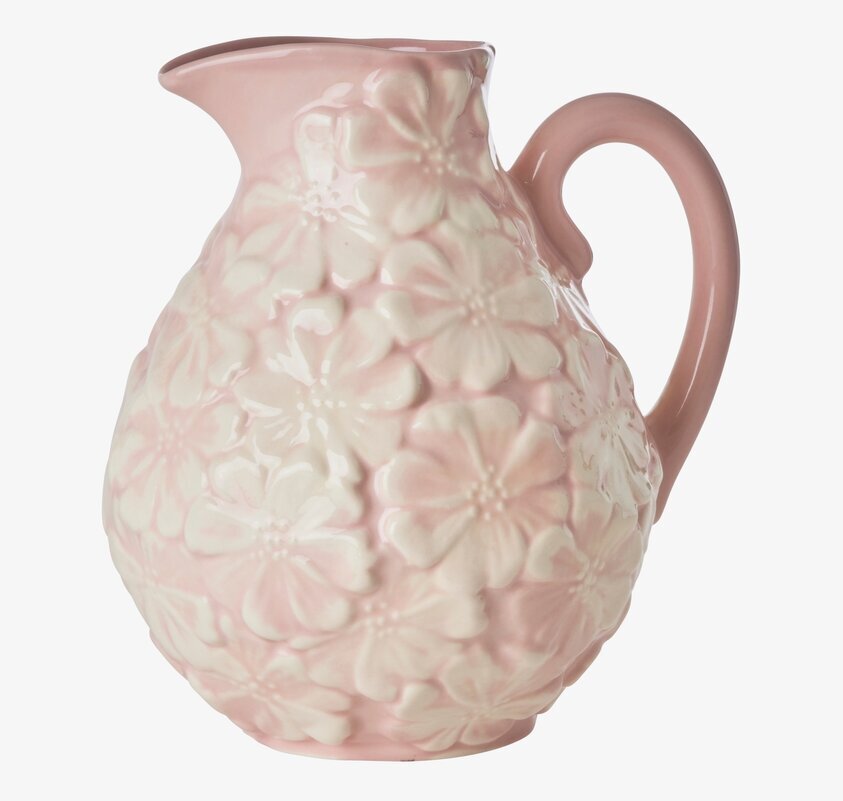 Kanna/Vas Blommor Rosa från Rice med blommig reliefdesign