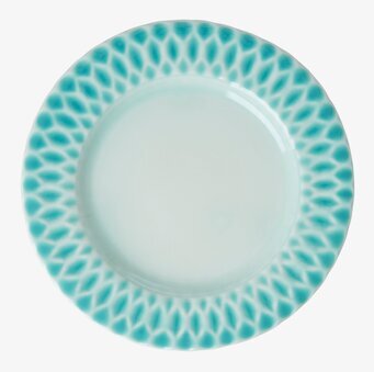 Tallrik Keramik Aqua från Rice med aquablå färg och mönster
