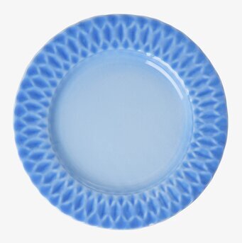Tallrik Keramik Himmelsblå från Rice med mönstrad kant