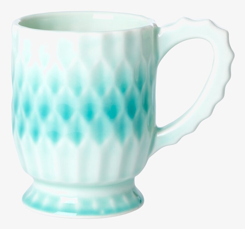 Keramikmugg Aqua från Rice med ombre-design och vågigt handtag
