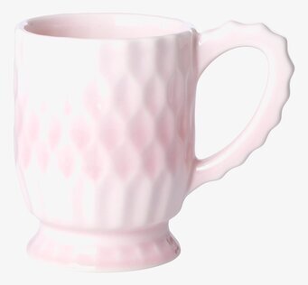 Keramikmugg Rosa från Rice i ljusrosa med diamantmönster