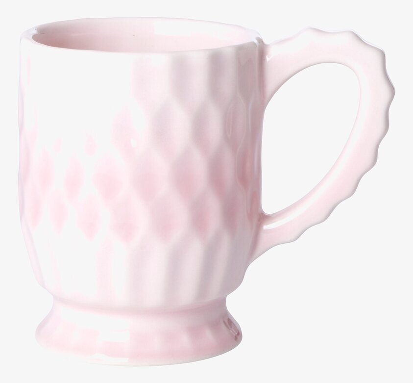 Keramikmugg Rosa från Rice i ljusrosa med diamantmönster
