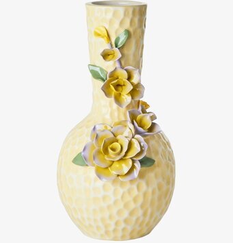 Keramikvas Flower Sculpture Cream från Rice med blommor
