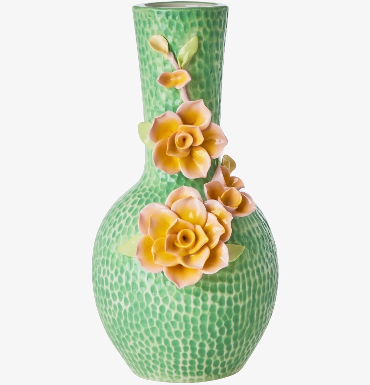 Keramikvas Flower Sculpture Green från Rice med blommor