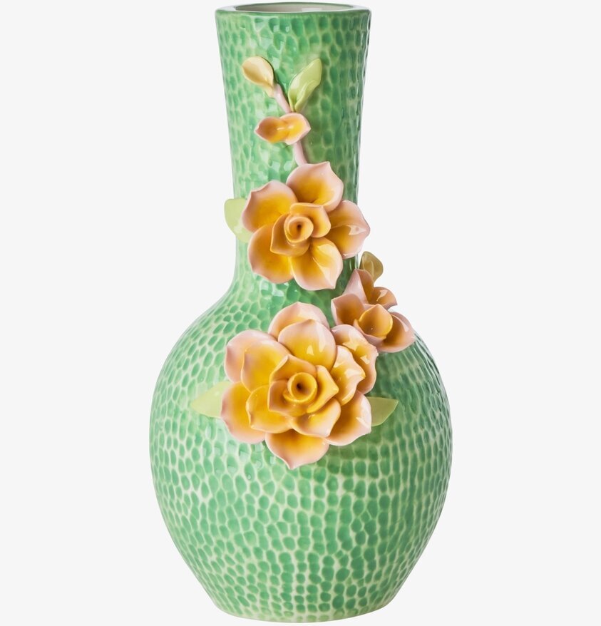 Keramikvas Flower Sculpture Green från Rice med blommor