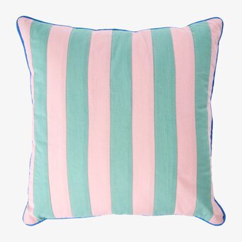 Kudde Striped Print Pink/Green från Rice med vertikala ränder