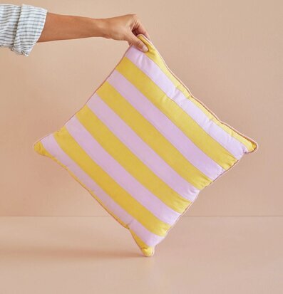 Kudde Striped Print Yellow/Lavender från Rice i hand