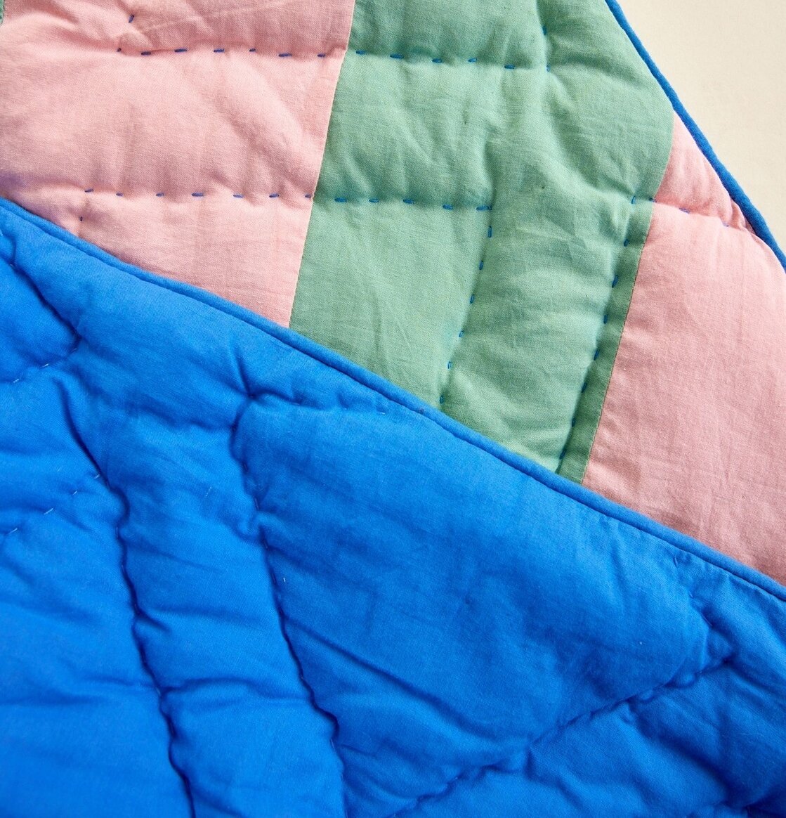 Cotton Quilt Striped Print Pink/Green från Rice i fokus