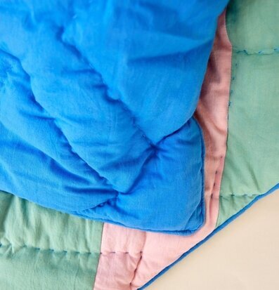 Cotton Quilt Striped Print Pink/Green från Rice i färgblock