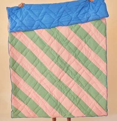 Cotton Quilt Striped Print Pink/Green från Rice med händer