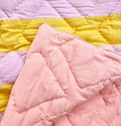 Cotton Quilt Striped Print Yellow/Lavender från Rice