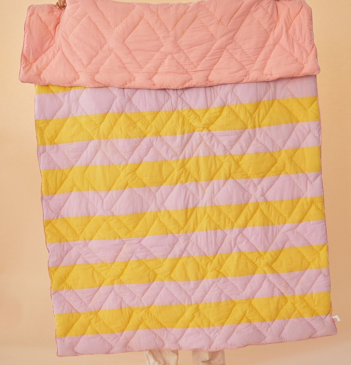 Cotton Quilt Striped Print Yellow/Lavender från Rice