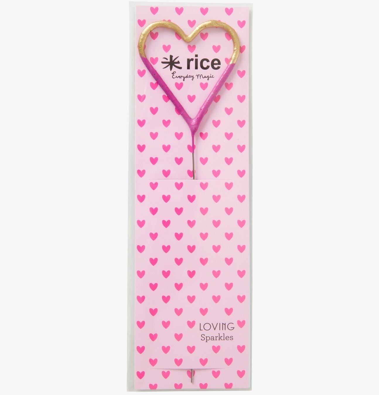 Tomtebloss Hjärta Rosa/Guld från Rice med glittrande hjärta