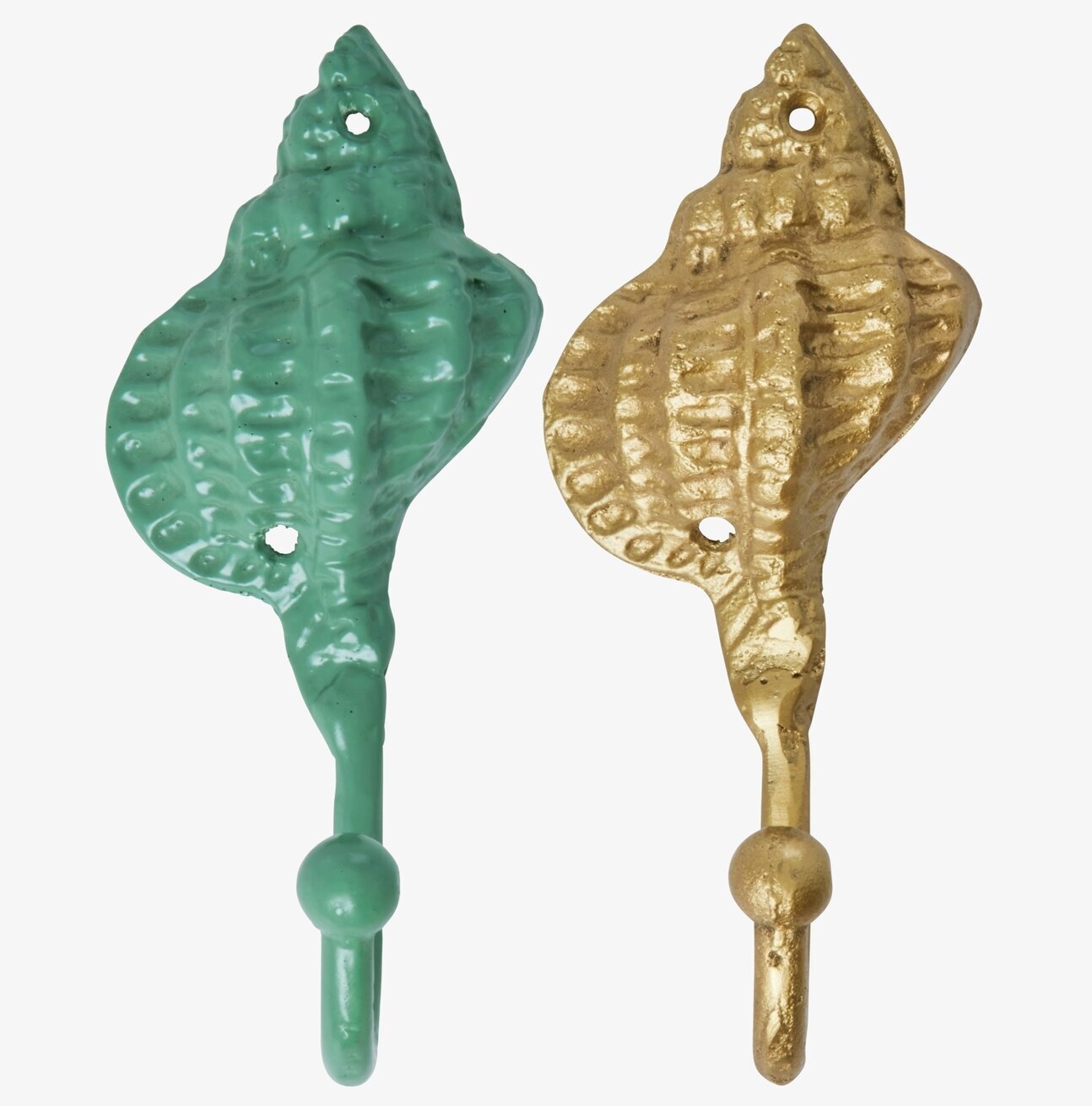 Väggkrok Snäcka från Rice i grönt och guld, detaljrik design