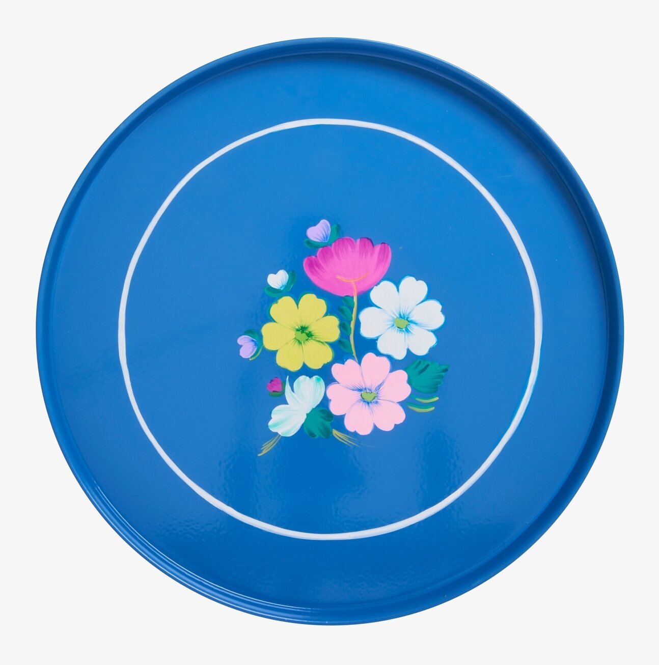 Emaljbricka Blå Med Blommor från Rice med blomsterdesign
