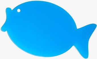 Skärbräda Fisk från Rice i blå plast, fiskformad design