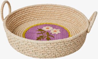 Broderad Brödkorg Natur från Rice med blommigt broderi