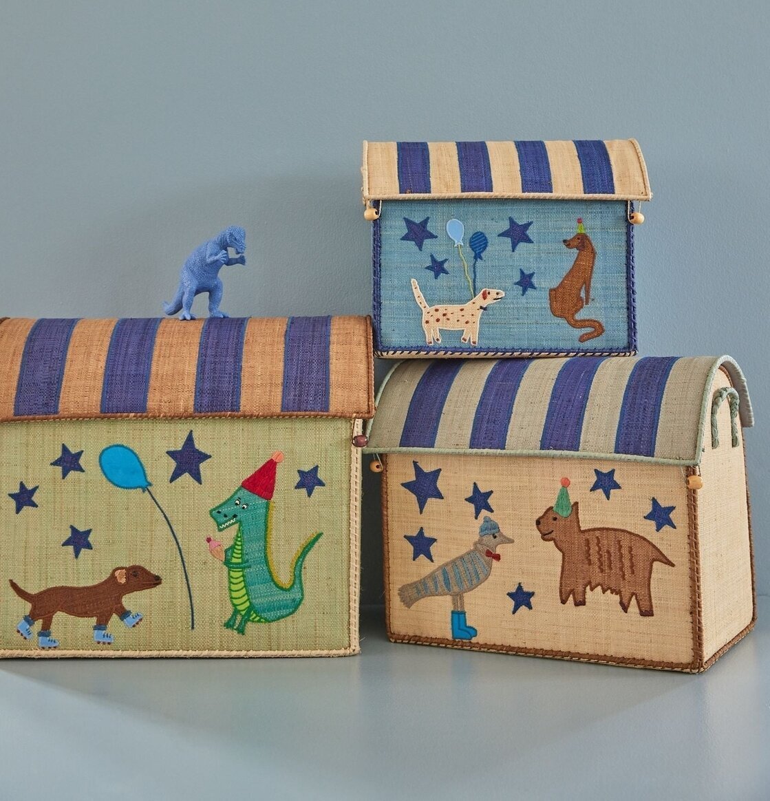 Förvaringshus Blue Party Animal från Rice med festliga djur