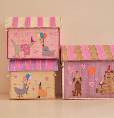 Förvaringshus Pink Party Animal från Rice med festliga motiv