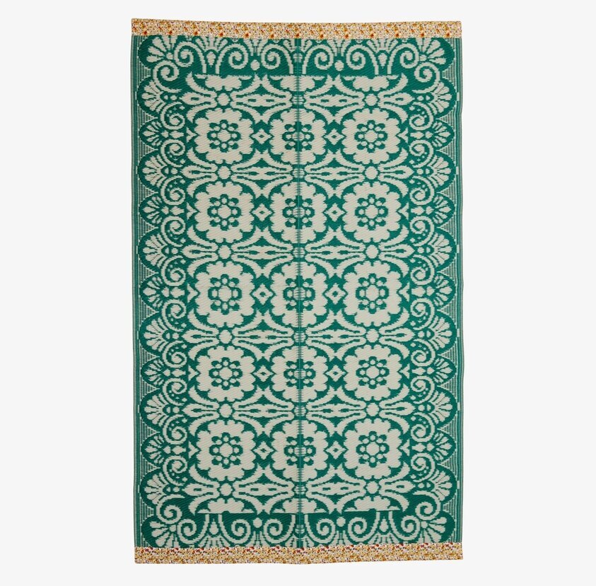 Plastmatta Green/OffWhite från Rice med gröna och vita mönster