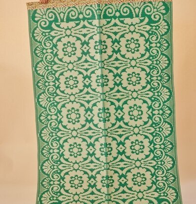 Plastmatta Green/OffWhite från Rice med grönt och vitt mönster