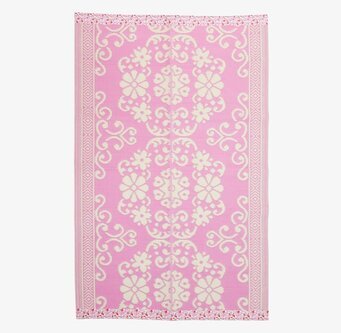 Plastmatta Pink/OffWhite från Rice med blommönster
