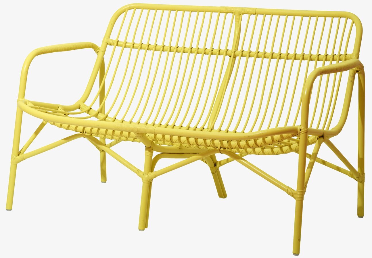 Cane 2 Seater Sofa Soft Yellow från Rice i ljus miljö