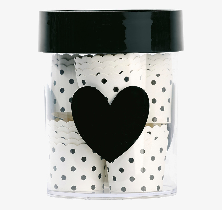 Förvaringsburk Heart från Miss Etoile med svart hjärtmotiv