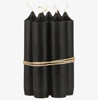 Stearinljus Kort Svart från IB Laursen, fem i bunt
