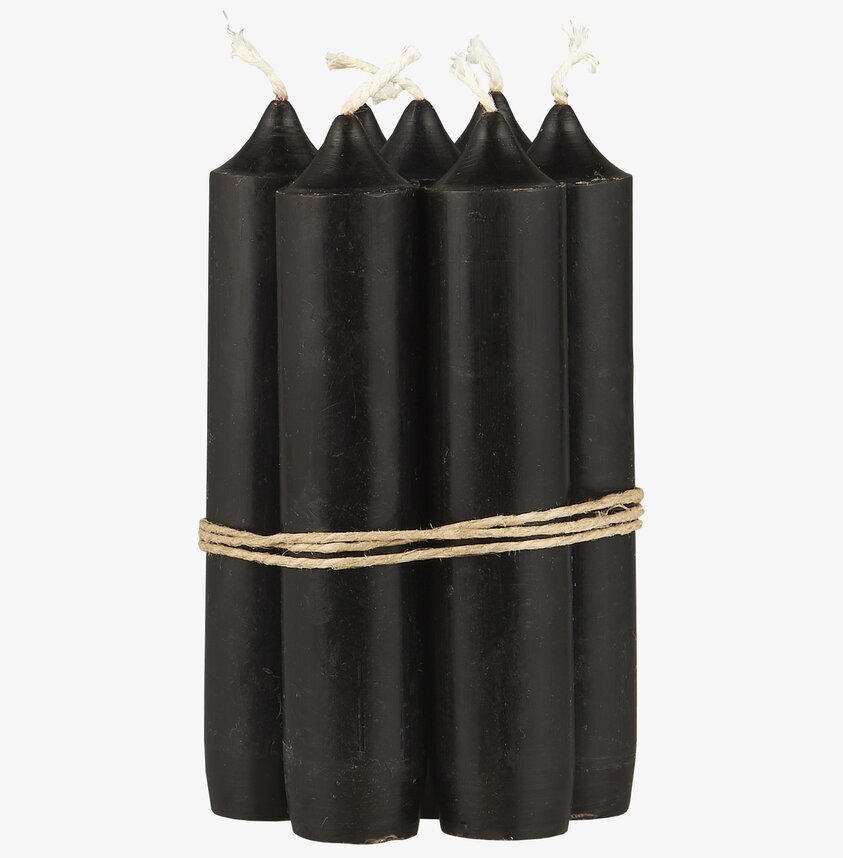Stearinljus Kort Svart från IB Laursen, fem i bunt