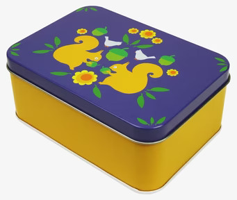 Mellanbox - Gul ekorre från Blafre med färgglad design