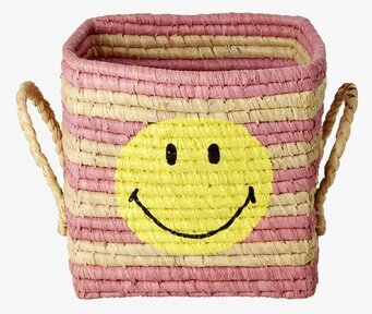 Förvaringskorg Raffia Multicolor Smiley från Rice