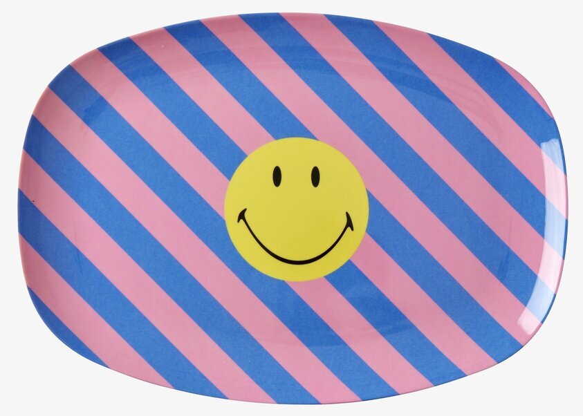 Tallrik Striped Smiley Print från Rice med livligt mönster