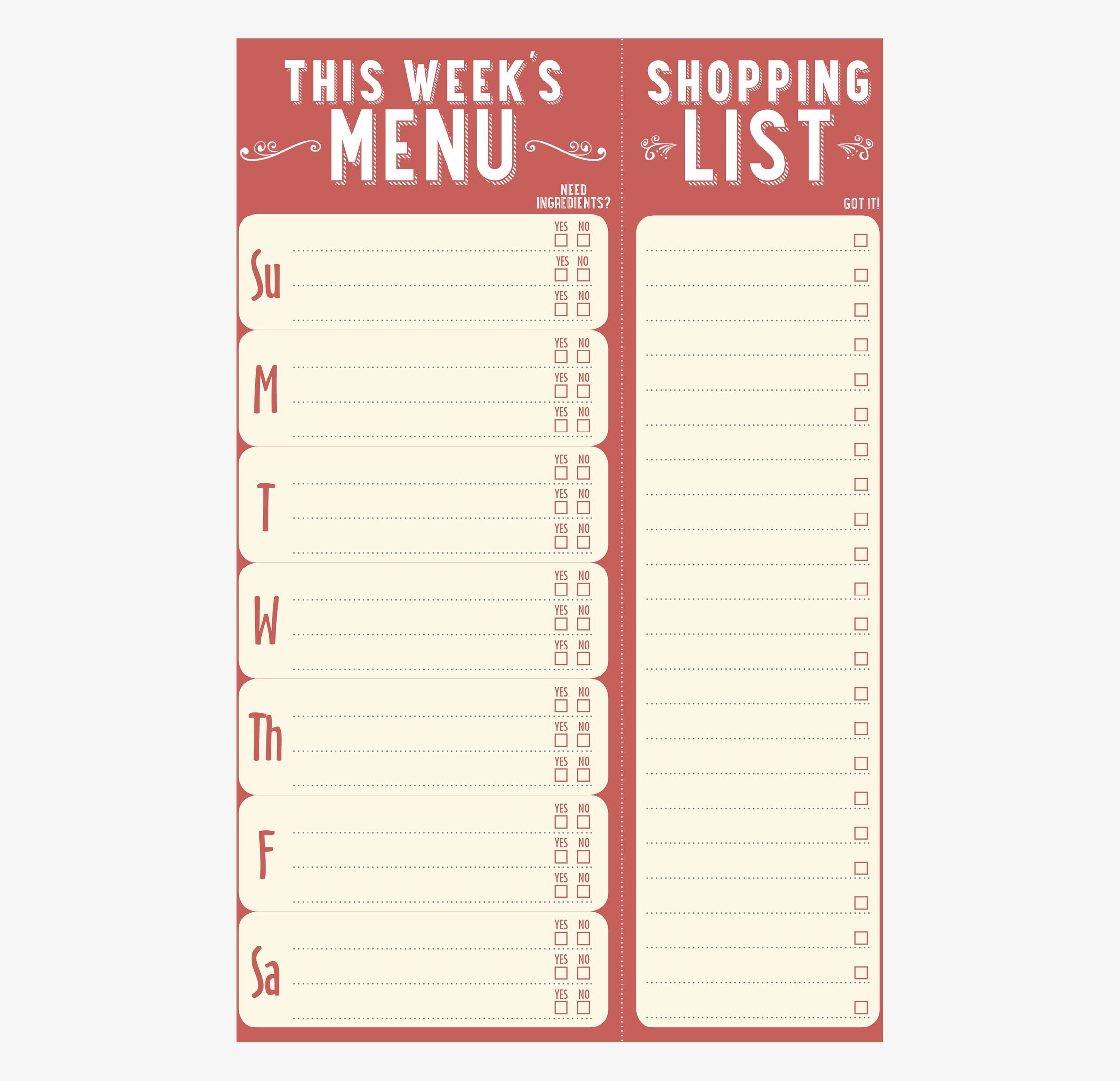 This week's menu Notepad från Knock Knock med shoppinglista