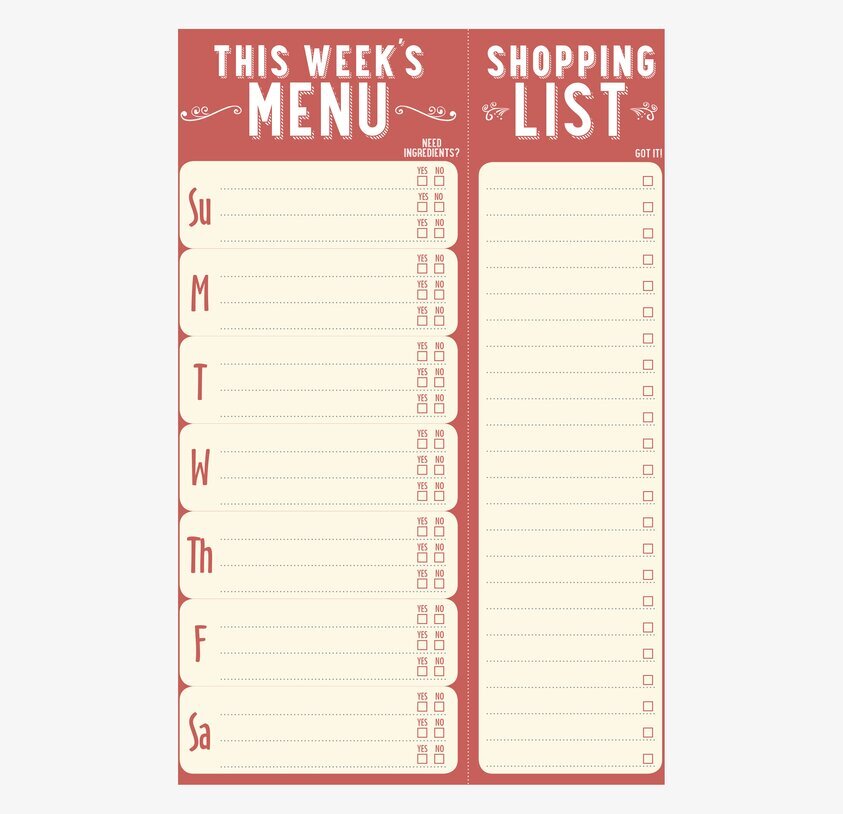 This week's menu Notepad från Knock Knock med shoppinglista