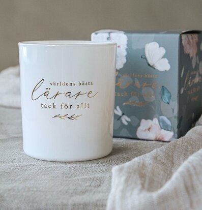 Bild av ljuslykta med budskapet Världens Bästa Lärare