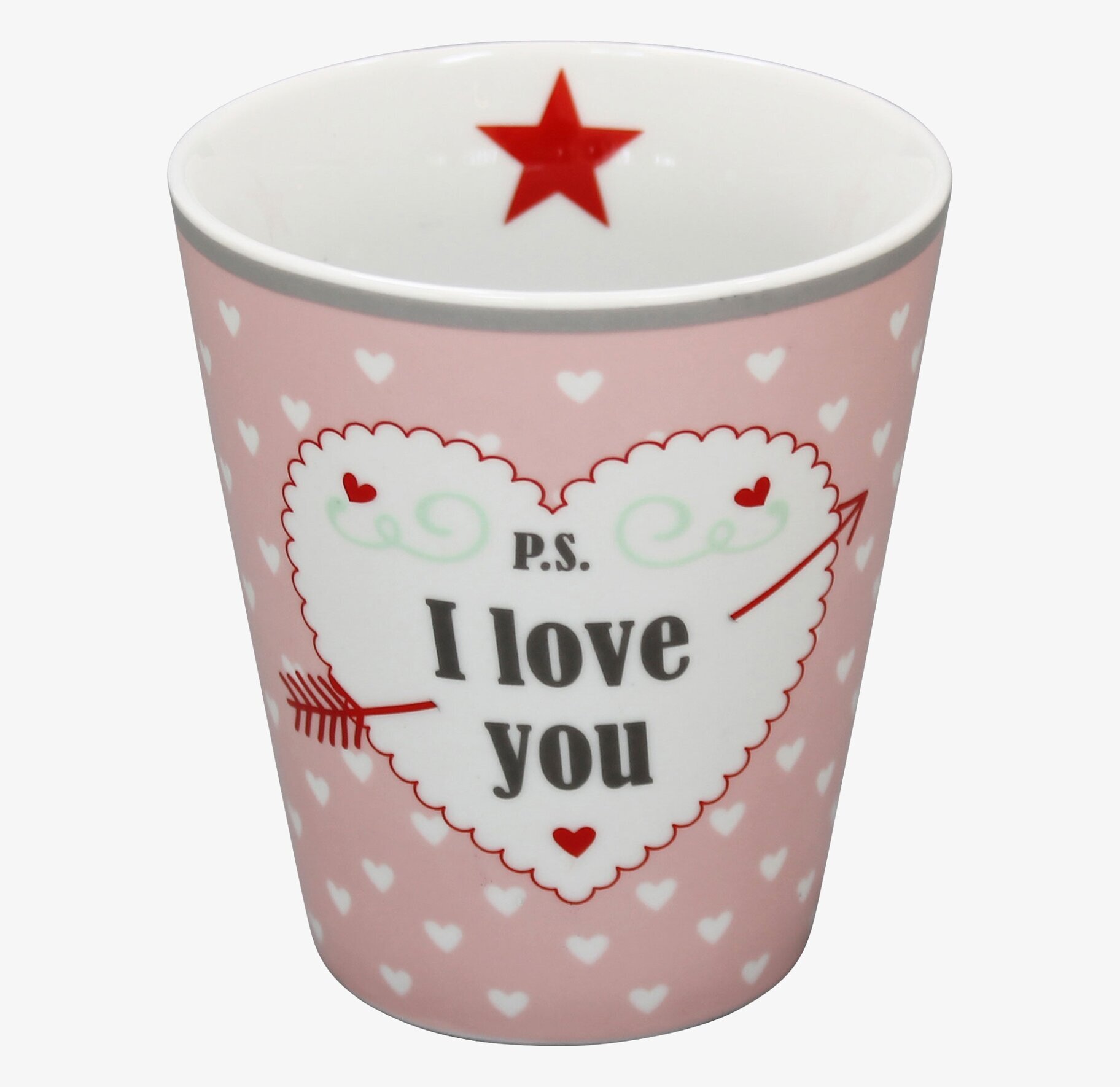 Happy Mugs - P.S I Love You från Krasilnikoff med hjärtan