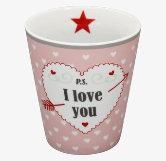 Happy Mugs - P.S I Love You från Krasilnikoff med hjärtan