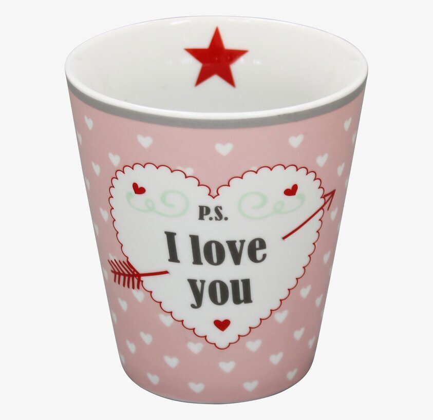 Happy Mugs - P.S I Love You från Krasilnikoff med hjärtan