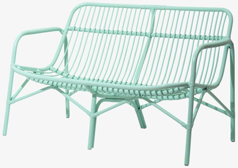 Cane 2 Seater Sofa Mint från Rice i mintgrön rotting