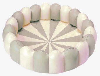 Barnpool Emma Large - Petites Pommes, beige och ljusgrå randig