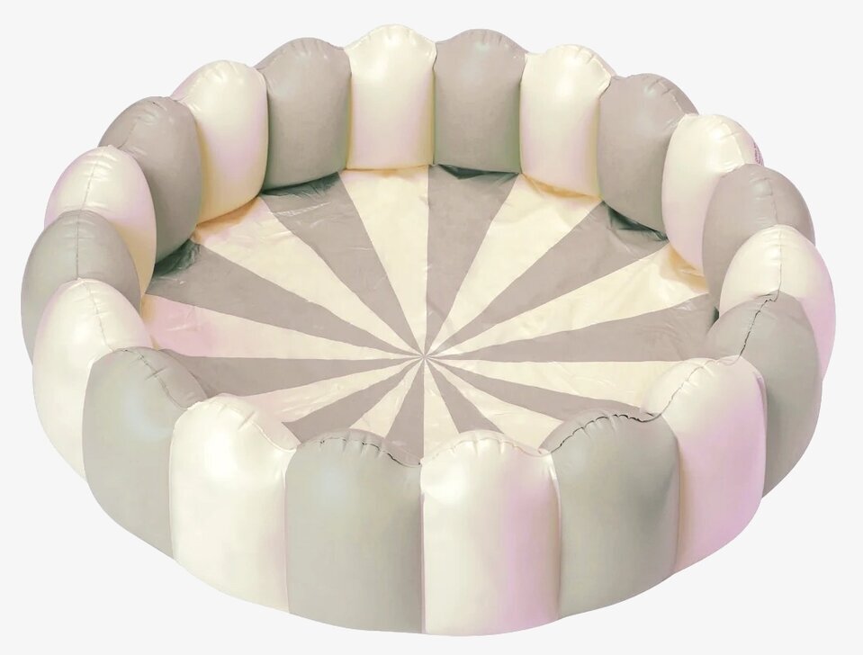 Barnpool Emma Large - Petites Pommes, beige och ljusgrå randig